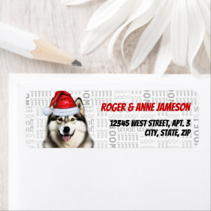 Christmas Malamute Santa Dog Return Address