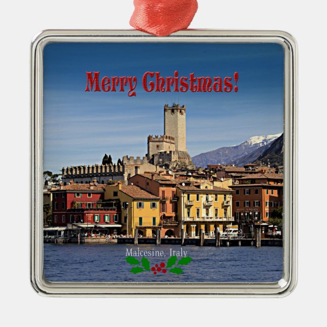 Christmas - Malcesine, Italy Metal Tree Decoration (Front)