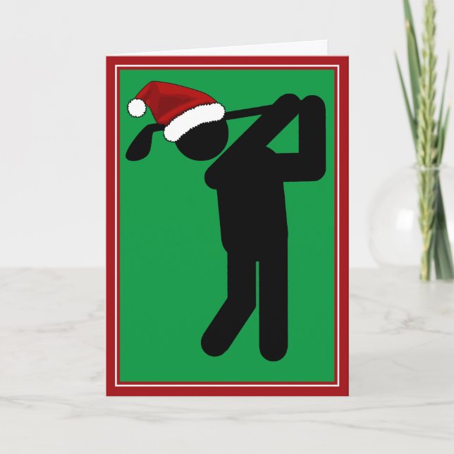 Christmas Male Golfer - Golf Symbol Holiday Card (Front)