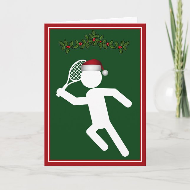 Christmas Male Tennis Player - Tennis Symbol Holiday Card (Front)