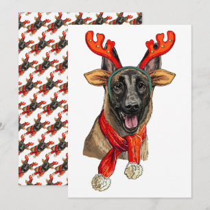 Christmas Malinois dog Save The Date