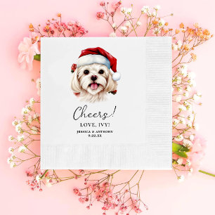 Christmas Maltese Dog Personalised Cheers Napkin