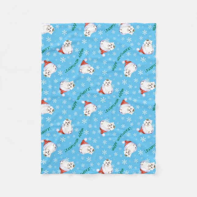 Christmas Maltese Fleece Blanket (Front)