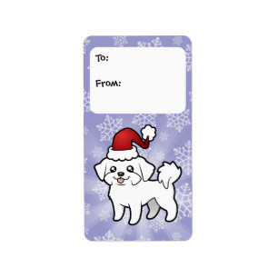 Christmas Maltese Gift Tags (puppy cut)