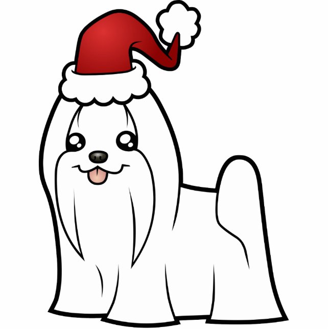 Christmas Maltese Ornament (show cut) Photo Sculpture Decoration (Front)