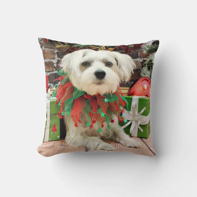 Christmas - Maltese - Oscar Cushion (Front)
