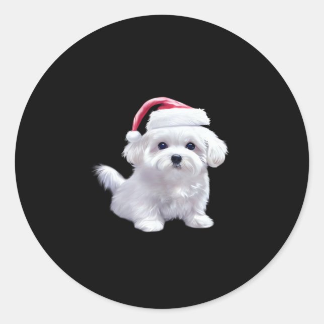 Christmas Maltese - Perfect For Animal Lovers Clas Classic Round Sticker (Front)