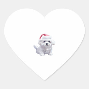 Christmas Maltese - Perfect For Animal Lovers Clas Heart Sticker
