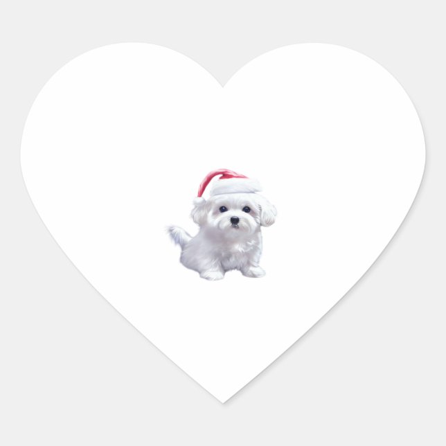 Christmas Maltese - Perfect For Animal Lovers Clas Heart Sticker (Front)