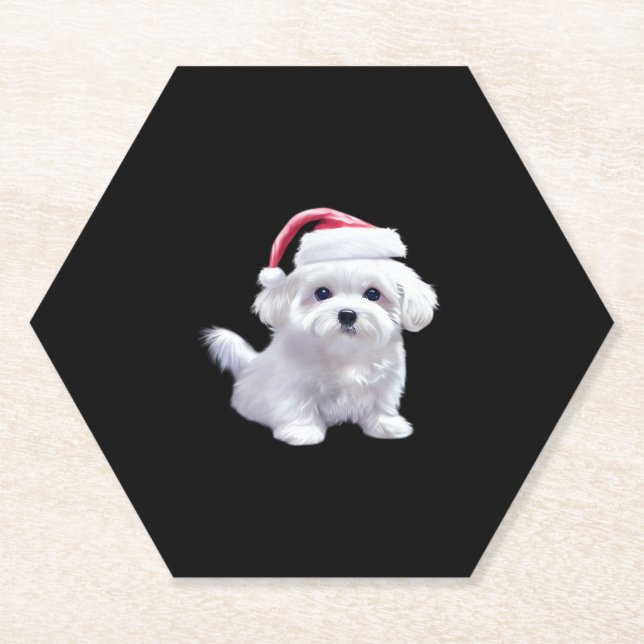 Christmas Maltese - Perfect For Animal Lovers Clas Paper Coaster (Front)