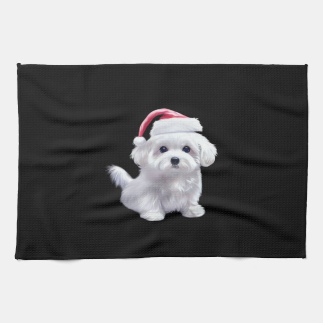 Christmas Maltese - Perfect For Animal Lovers Clas Tea Towel (Horizontal)