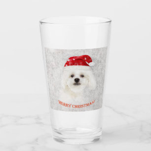 Christmas Maltese puppy Glass