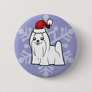 Christmas Maltese (show cut) 6 Cm Round Badge