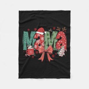 Christmas Mama Coquette Bow Mama Claus Christmas T Fleece Blanket