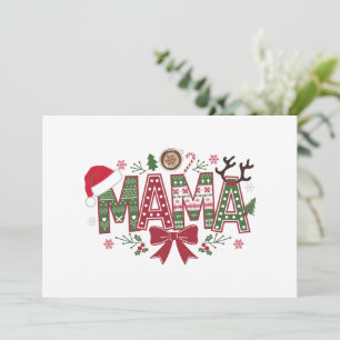 Christmas Mama Coquette Bow Mama Claus Tree Cake  Holiday Card