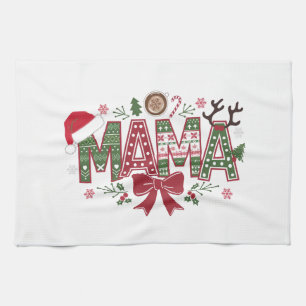 Christmas Mama Coquette Bow Mama Claus Tree Cake Tea Towel