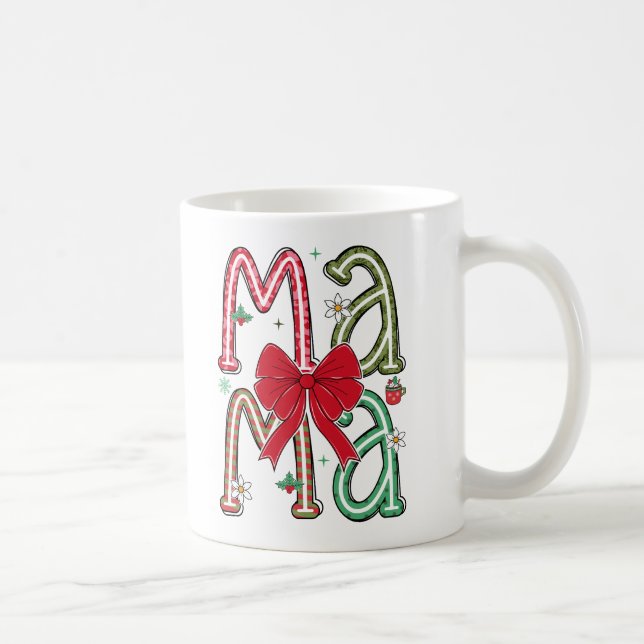 Christmas MAMA Letters Red Bow Cute Festive Coffee Mug (Right)