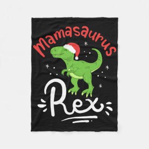Christmas Mama Saurus Rex Dinosaur Mother Xmas Fleece Blanket