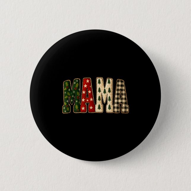 Christmas Mama,tree Buffalo Plaid Mama Funy Gift T 6 Cm Round Badge (Front)