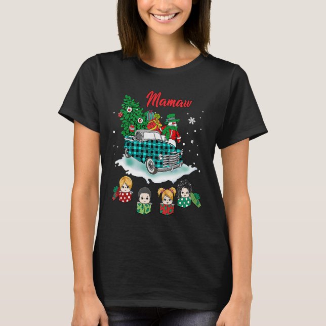 Christmas Mamaw Christmas Tree Green Truck Cute T-Shirt (Front)