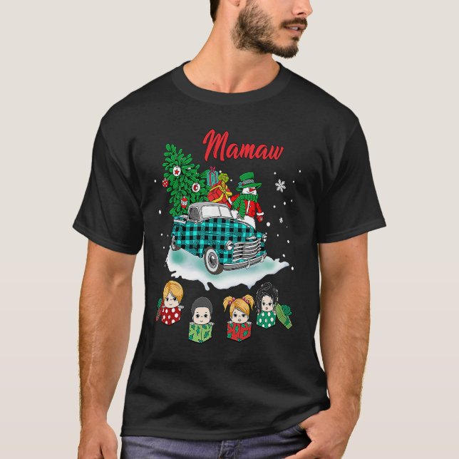 Christmas Mamaw Christmas Tree Green Truck Cute T-Shirt (Front)