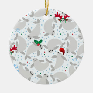 christmas manatee ceramic tree decoration