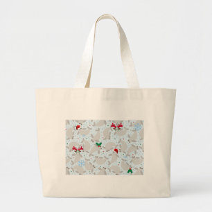 christmas manatee large tote bag