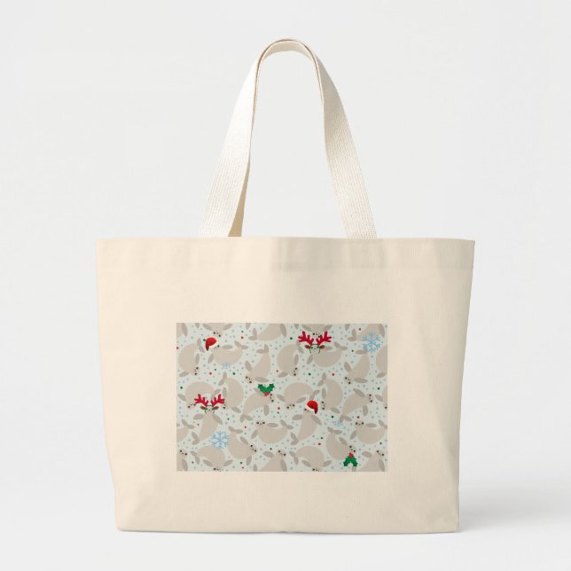 christmas manatee large tote bag (Front)