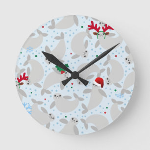 christmas manatee round clock