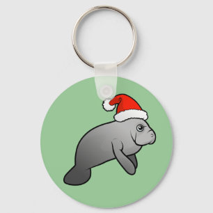 Christmas Manatee Santa Key Ring