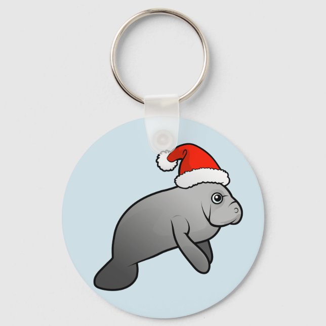Christmas Manatee Santa Key Ring (Front)