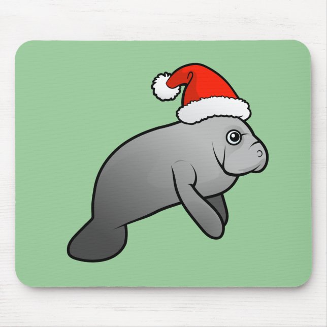 Christmas Manatee Santa Mouse Mat (Front)