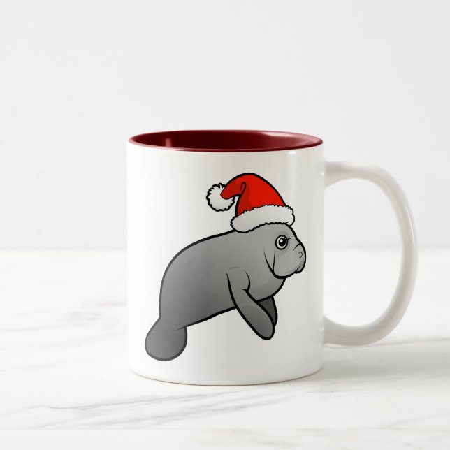 Christmas Manatee Santa Two-Tone Coffee Mug (Right)