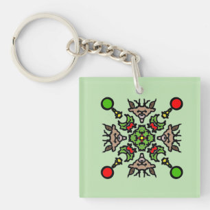 Christmas Mandala Pattern Key Ring