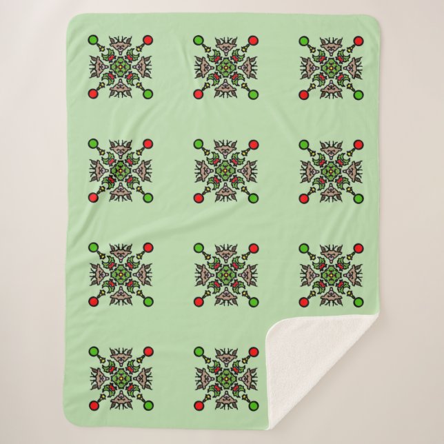 Christmas Mandala Pattern Sherpa Blanket (Front)