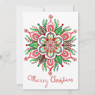 Christmas mandala snowflake holiday greeting card