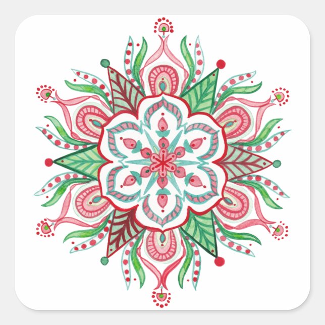 Christmas Mandala Snowflake Stickers (Front)
