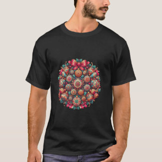 Christmas mandala with holly leaves ornaments and  T-Shirt