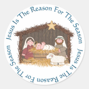 Christmas Manger / Jesus Reason Classic Round Sticker