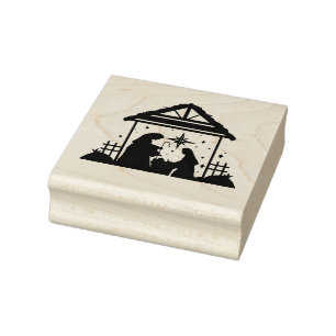 Christmas Manger Nativity Rubber Stamp