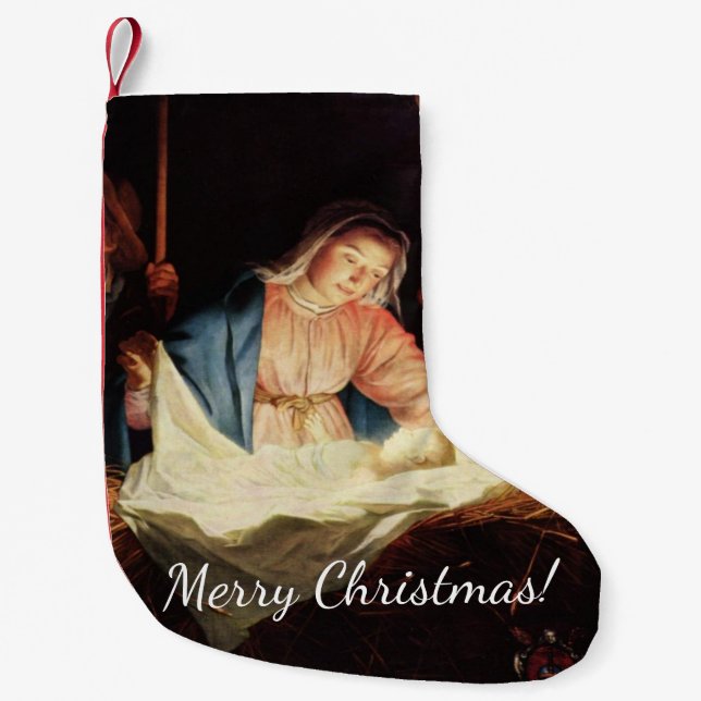 Christmas Manger Scene Small Christmas Stocking (Front)