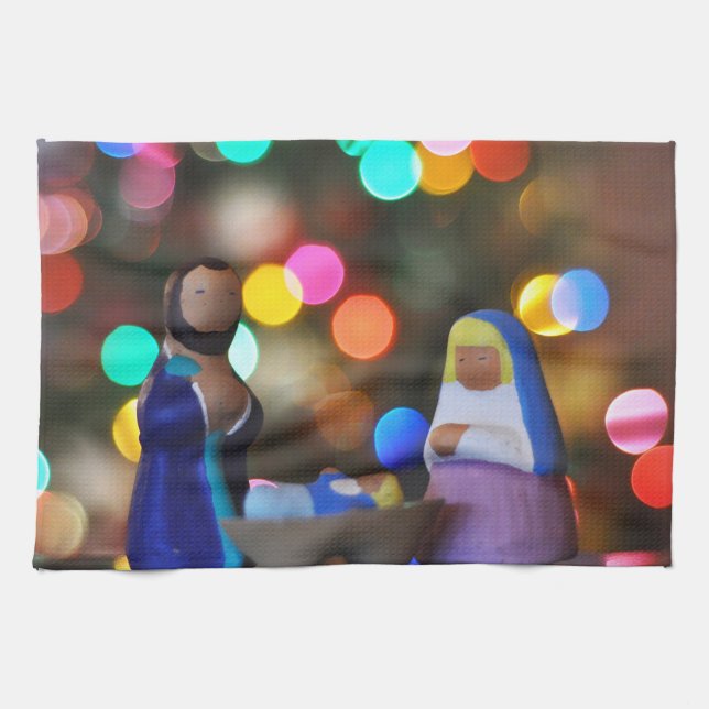 Christmas Manger Scene Tea Towel (Horizontal)