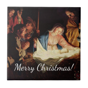Christmas Manger Scene Tile