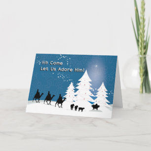 Christmas Manger Scene, Wise Men Star Holiday Card