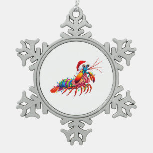  Christmas Mantis Shrimp Odontodactylus Colourful  Snowflake Pewter Christmas Ornament