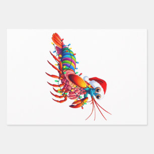 Christmas Mantis Shrimp Odontodactylus Colourful Wrapping Paper Sheet