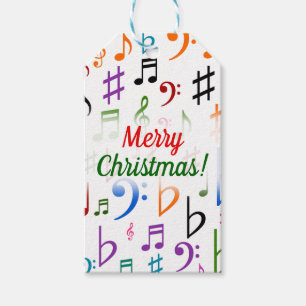 Christmas; Many Colourful Music Notes and Symbols Gift Tags