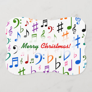 Christmas; Many Colourful Music Notes and Symbols Invitation