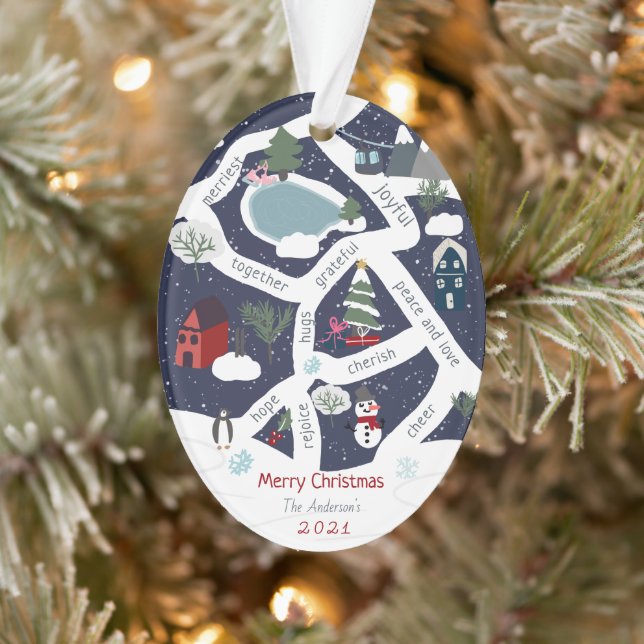 Christmas map story telling illustrations photo ornament (Tree)