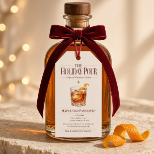 Christmas Maple Old Fashioned Cocktail Recipe Gift Tags